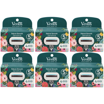 Gillette Venus Deluxe Smooth Sensitive Razor Blade Cartridges, 4 Count, 6-Pack