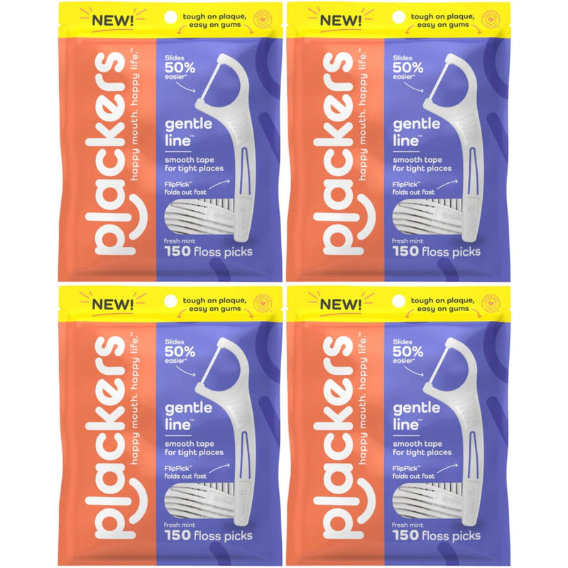 Plackers Gentle Line Floss Picks with Fold-Out FlipPick, Fresh Mint, 150 Count