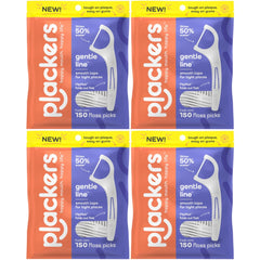 Plackers Gentle Line Floss Picks with Fold-Out FlipPick, Fresh Mint, 150 Count