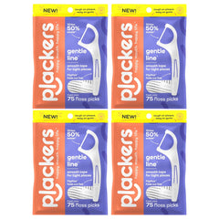 Plackers Gentle Line Floss Picks with Fold-Out FlipPick, Fresh Mint, 75 Count