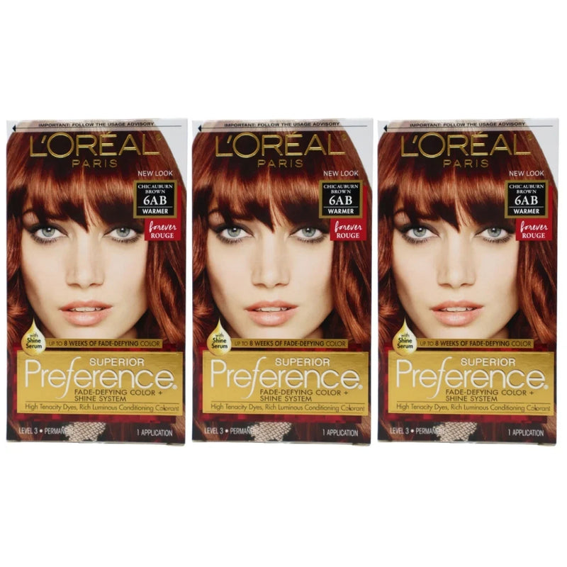 L'Oreal Paris Superior Preference Permanent Hair Color, 6AB Chic Auburn Brown