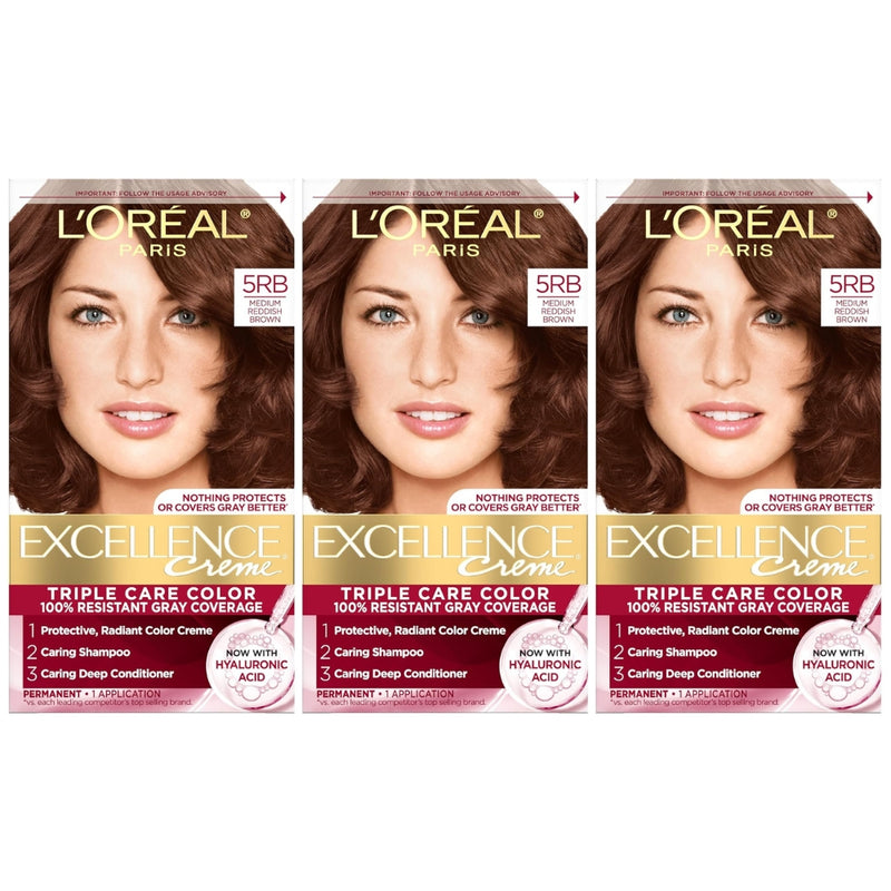 L'Oreal Paris Excellence Creme Permanent Hair Color, 5RB Medium Reddish Brown