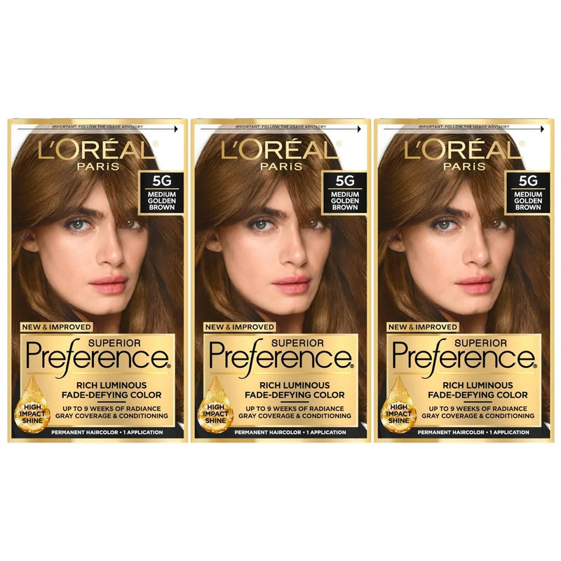 L'Oreal Paris Superior Preference Permanent Hair Color, 5G Medium Golden Brown