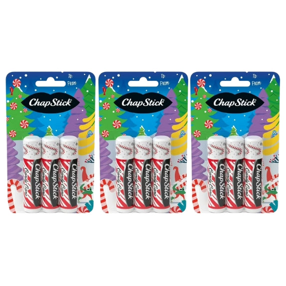ChapStick Lip Balm Christmas Collection, Candy Cane, 3 Count