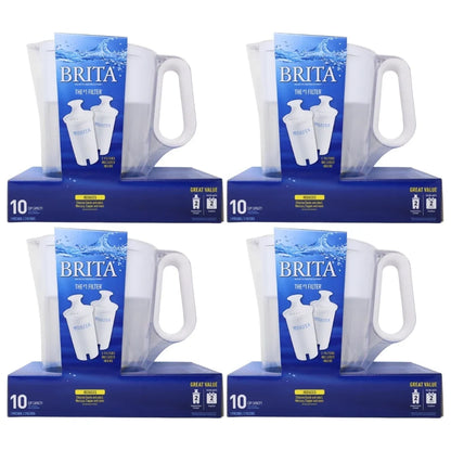 Brita Wave Water Filtration System, 10 Cup Pitcher, 2 Filters Included, 4-Pack