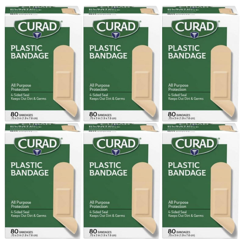 Curad Plastic Bandages, .75" x 3", 80 Count