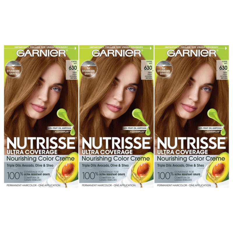 Garnier Nutrisse Ultra Coverage Nourishing Hair Color Creme, 630 Deep Light Golden Brown