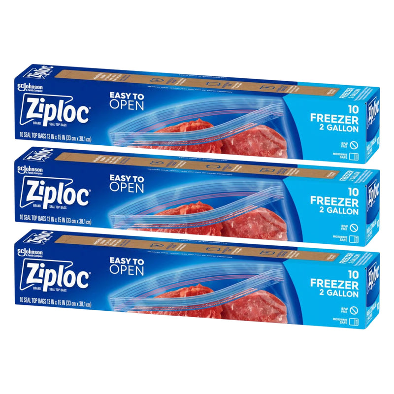 Ziploc 2 Gallon Freezer Bags, Easy To Open, 10 Count ( 13" x 15" )