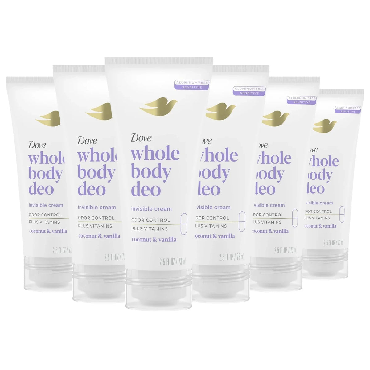 Dove Whole Body Deodorant Invisible Cream, Coconut & Vanilla, 2.5oz -