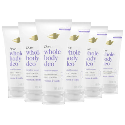 Dove Whole Body Deodorant Invisible Cream, Coconut & Vanilla, 2.5oz -