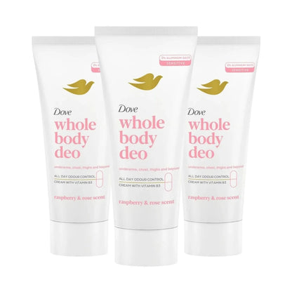 Dove Whole Body Deodorant Invisible Cream, Raspberry & Rose, 2.5oz -