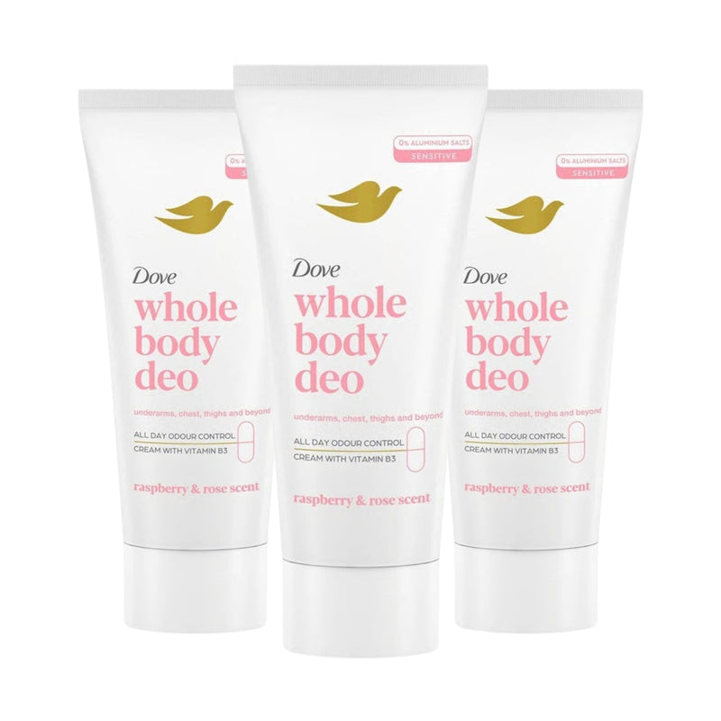 Dove Whole Body Deodorant Invisible Cream, Raspberry & Rose, 2.5oz
