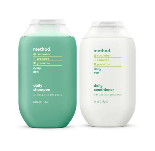 Method Travel Size Shampoo & Conditioner Set, Daily Zen, 3.4oz -
