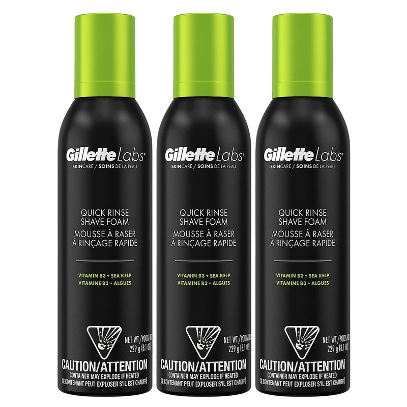 Gillette Labs Quick Rinse Shave Foam, Vitamin B3 + Sea Kelp, 8.1oz