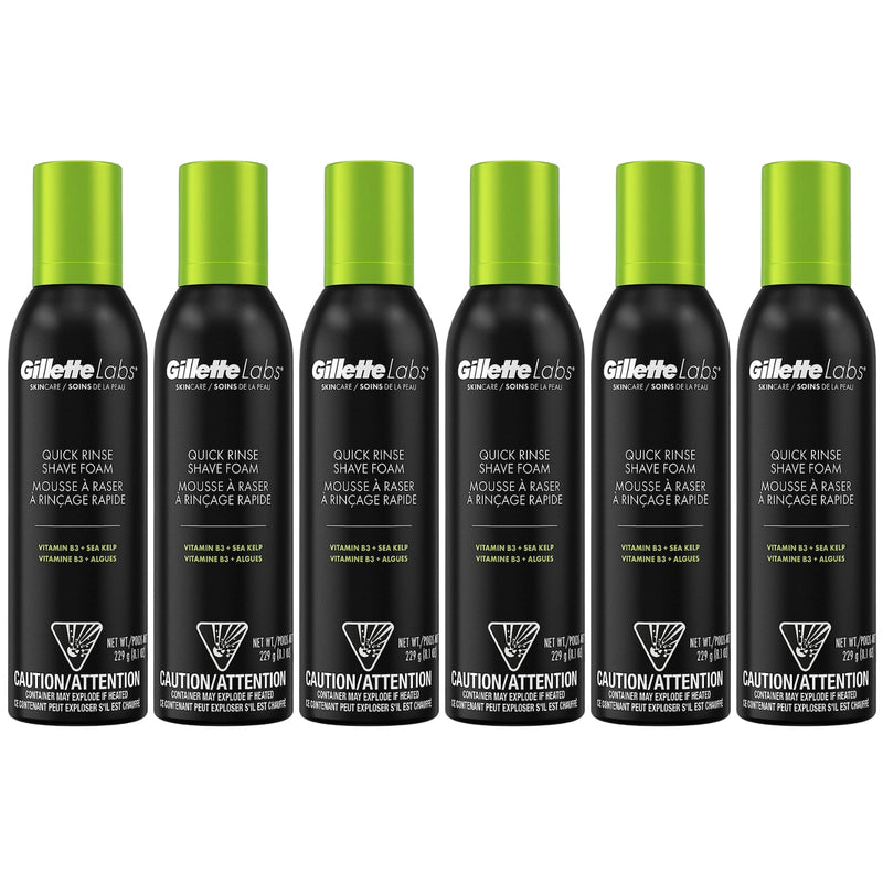 Gillette Labs Quick Rinse Shave Foam, Vitamin B3 + Sea Kelp, 8.1oz