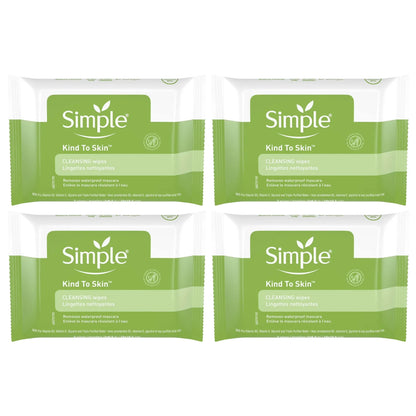 Simple Kind To Skin Cleansing Facial Wipe, Travel Size Pack, 7 Count, 4-Pack