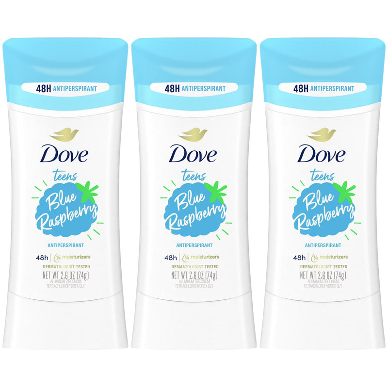 Dove Teens Antiperspirant Deodorant Stick, Blue Raspberry, 2.6 Oz