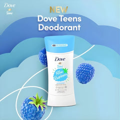 Dove Teens Antiperspirant Deodorant Stick, Blue Raspberry, 2.6 Oz