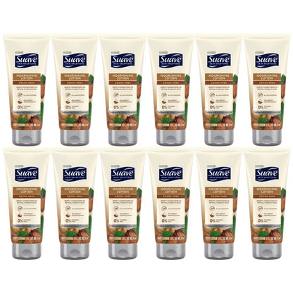Suave Nourishing Body Lotion, Cocoa Shea, 3 oz, 12-Pack