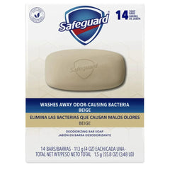 Safeguard Bar Soap, Beige – Washes Away Bacteria, 4oz, 14 Bars