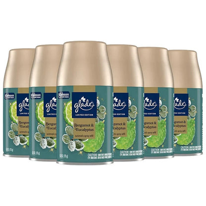 Glade Automatic Spray Refills, Bergamot & Eucalyptus, 6.2 oz, 6-Pack