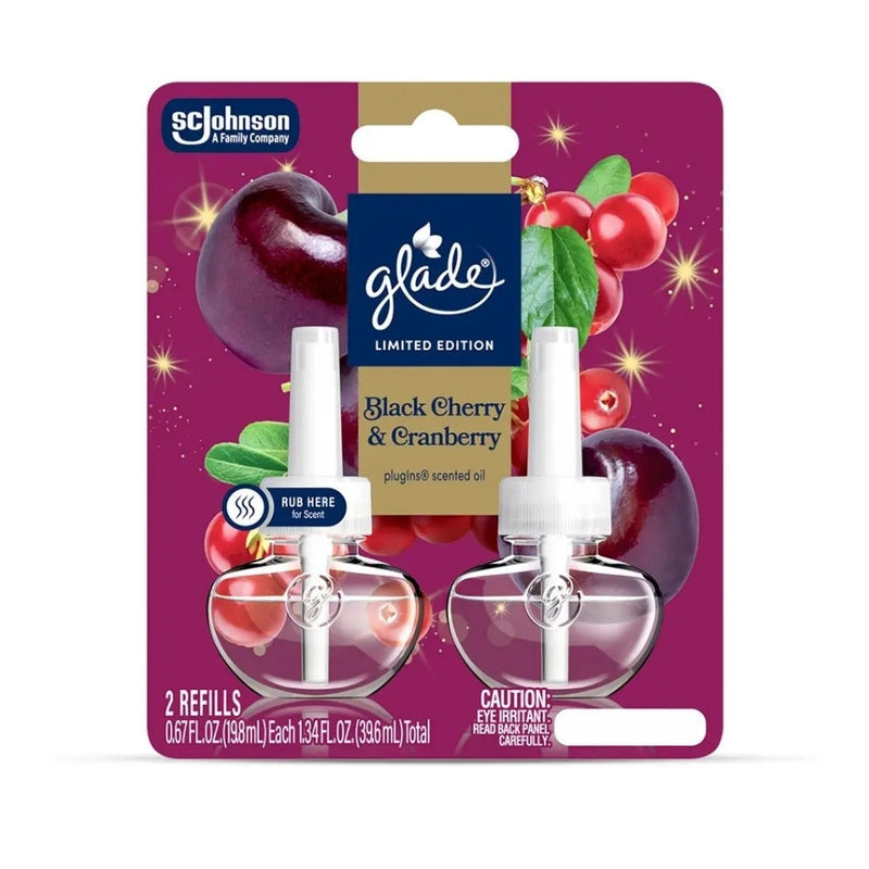 Glade PlugIns Scented Oil Refills, Black Cherry & Cranberry, 0.67oz, 2 Count