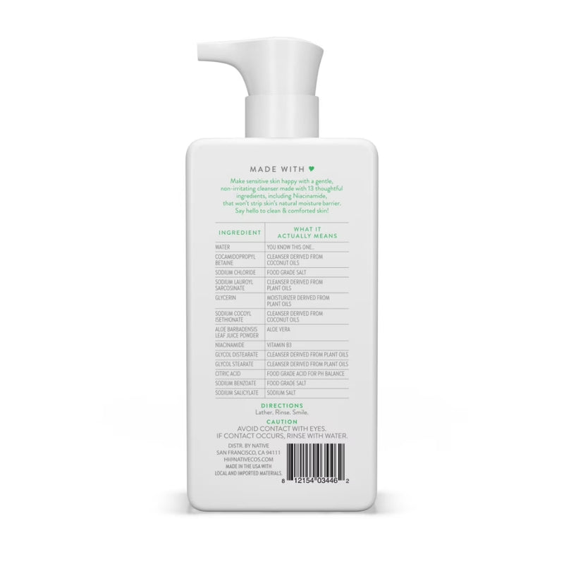 Native Sensitive Facial Cleanser, Unscented, 12oz