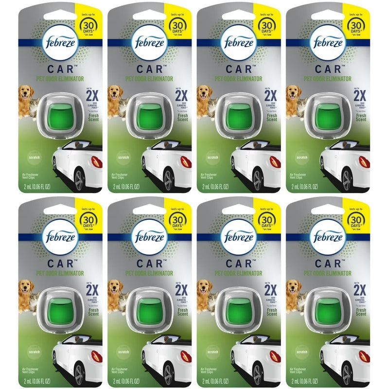 Febreze Car Vent Clip Pet Odor Eliminator Air Freshener, Fresh Scent, 1 Count