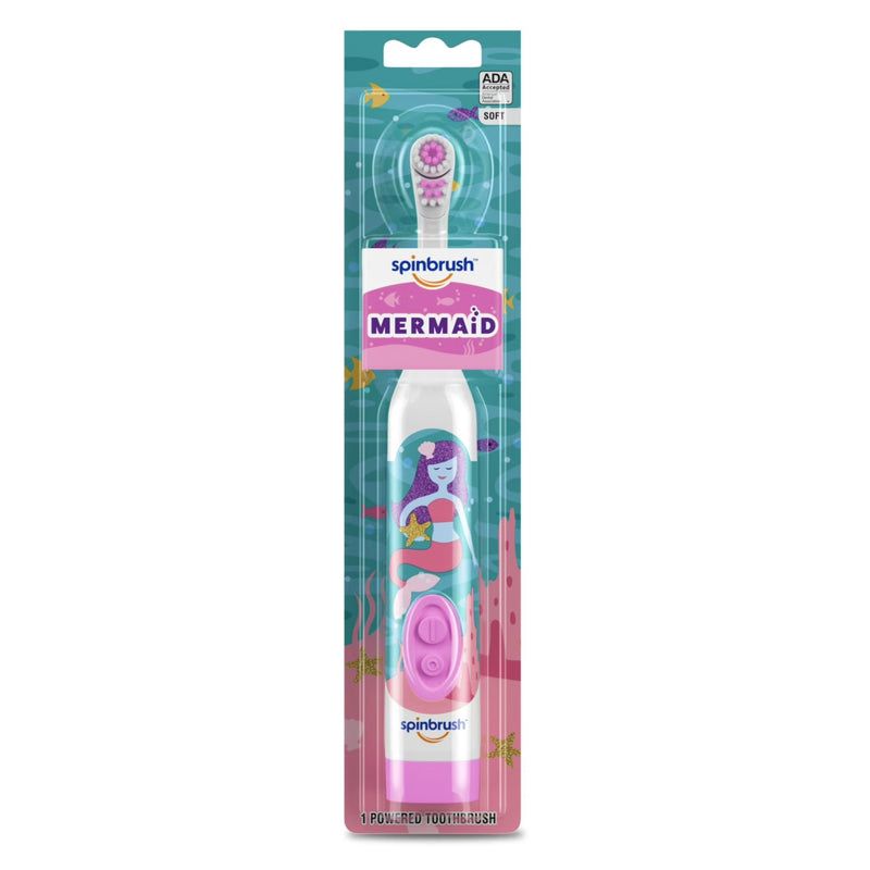 Spinbrush Kids Battery Powered Soft Bristle Toothbrush, Mermaid