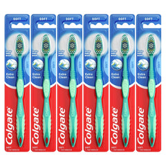Colgate Extra Clean Toothbrush, Soft Bristles, 6-Pack, Colors May Vary