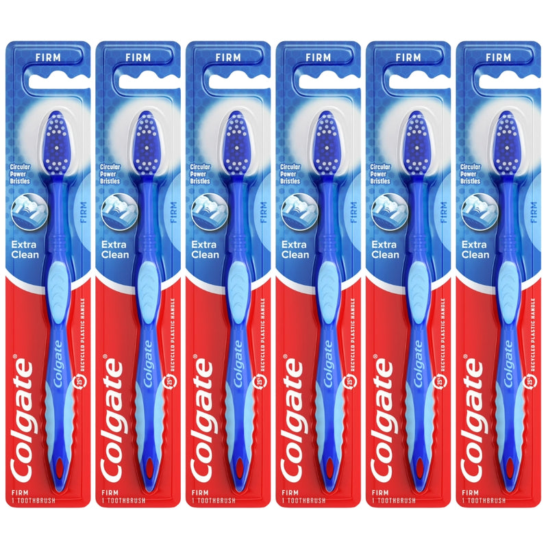 Colgate Extra Clean Toothbrush, Firm Bristles, 6-Pack, Colors May Vary