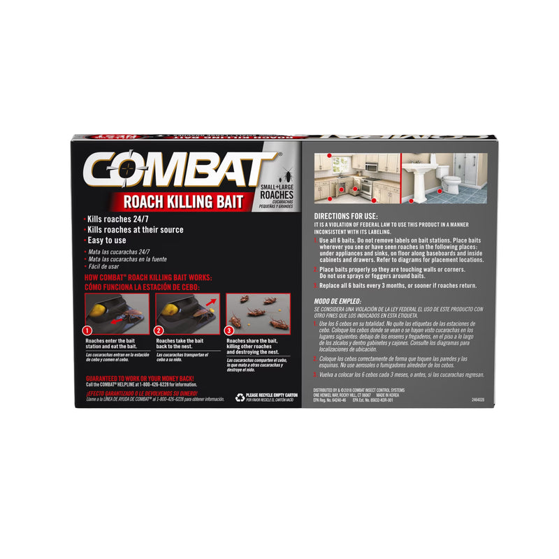 Combat Roach Killing Bait Stations for Small & Large Roaches, 6 Count