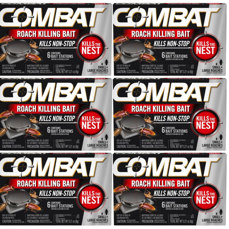 Combat Roach Killing Bait Stations for Small & Large Roaches, 6 Count