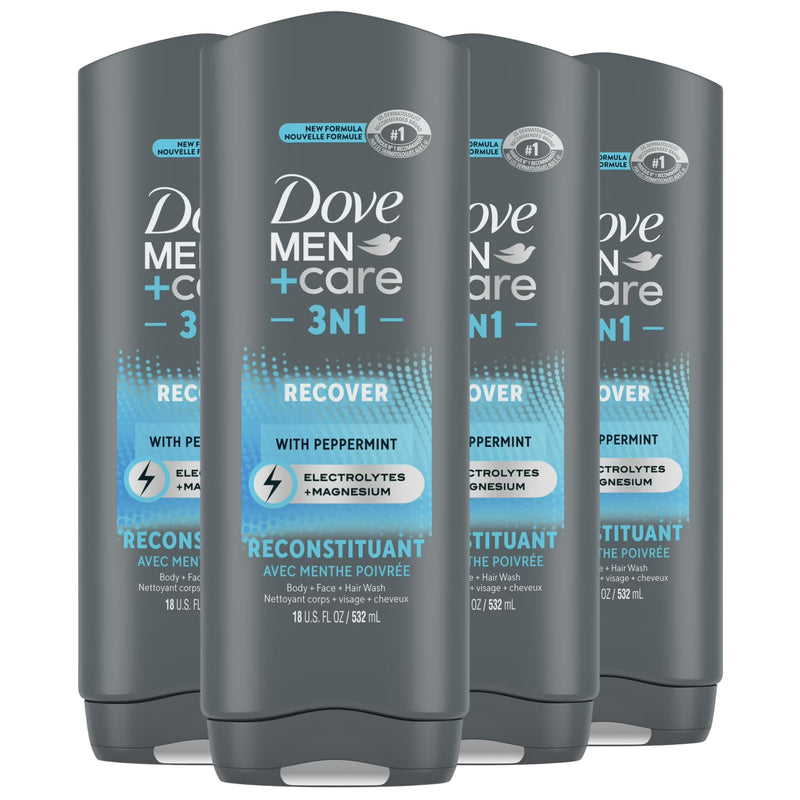 Dove Men+Care 3N1 Hair, Face & Body Wash, Recover with Peppermint, 18oz