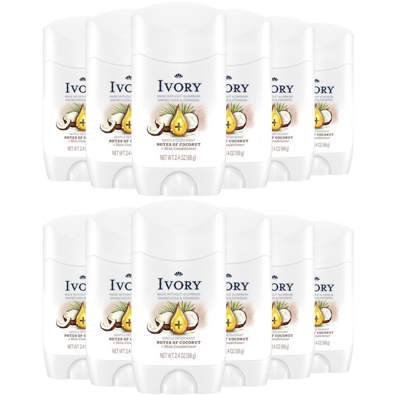 Ivory Aluminum-Free Gentle Deodorant, Notes of Coconut, 2.4oz