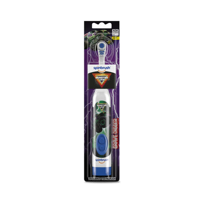 Spinbrush Kids Battery Powered Soft Bristle Toothbrush, Monster Jam Grave Digger