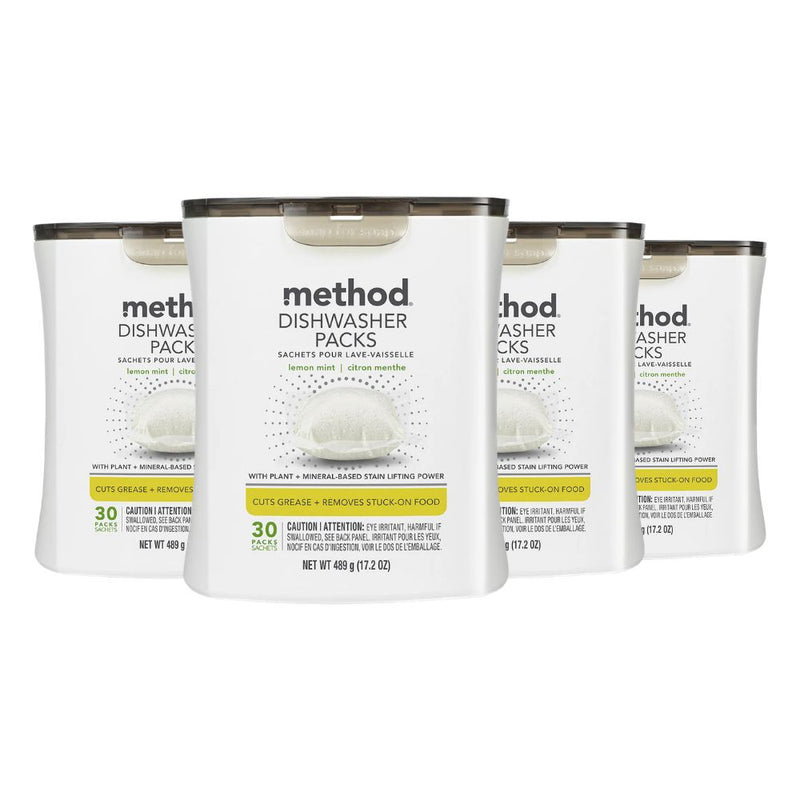 Method Dishwasher Packs, Plant & Mineral-Based, Lemon Mint, 30 Count