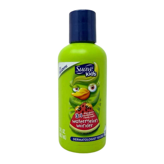 Suave Kids 3-in-1 Shampoo, Conditioner & Body Wash, Watermelon Wonder, Travel Size, 3oz -