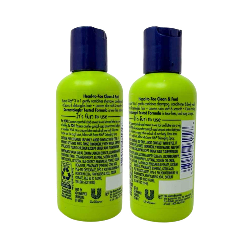 Suave Kids 3-in-1 Shampoo, Conditioner & Body Wash, Watermelon Wonder, 3oz