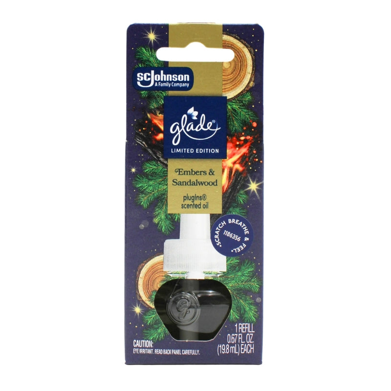 Glade PlugIns Scented Oil Refills, Embers & Sandalwood, 0.67oz