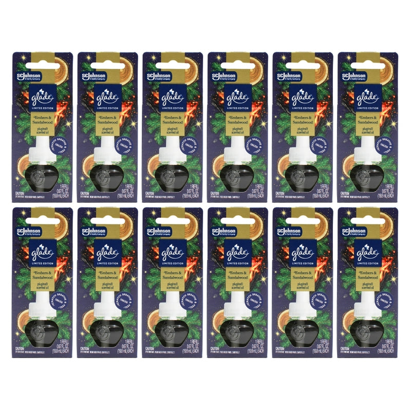 Glade PlugIns Scented Oil Refills, Embers & Sandalwood, 0.67oz