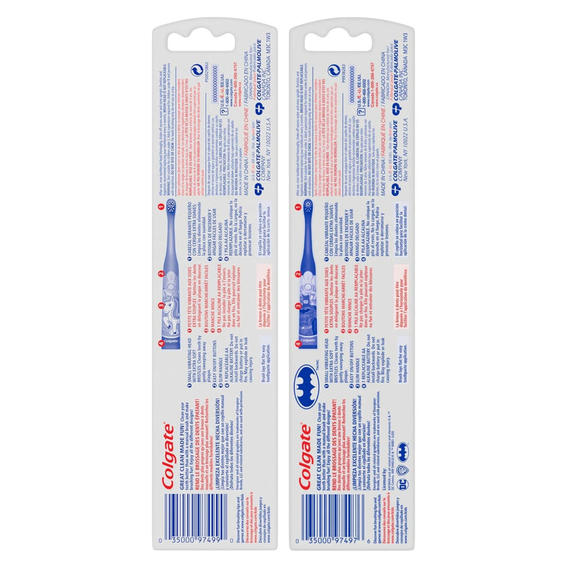 Colgate Kids Battery Powered Toothbrush, 2-Pack - Batman & Unicorn