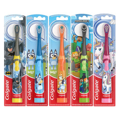Colgate Kids Battery Powered Toothbrush, 5-Pack – Batman, Bluey, Bingo, Minecraft & Unicorn