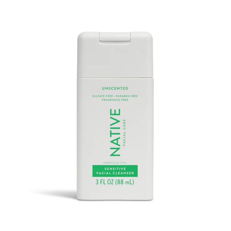 Native Sensitive Facial Cleanser, Unscented, Travel Size, 3oz, 6-Pack