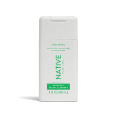 Native Sensitive Facial Cleanser, Unscented, Travel Size, 3oz, 6-Pack
