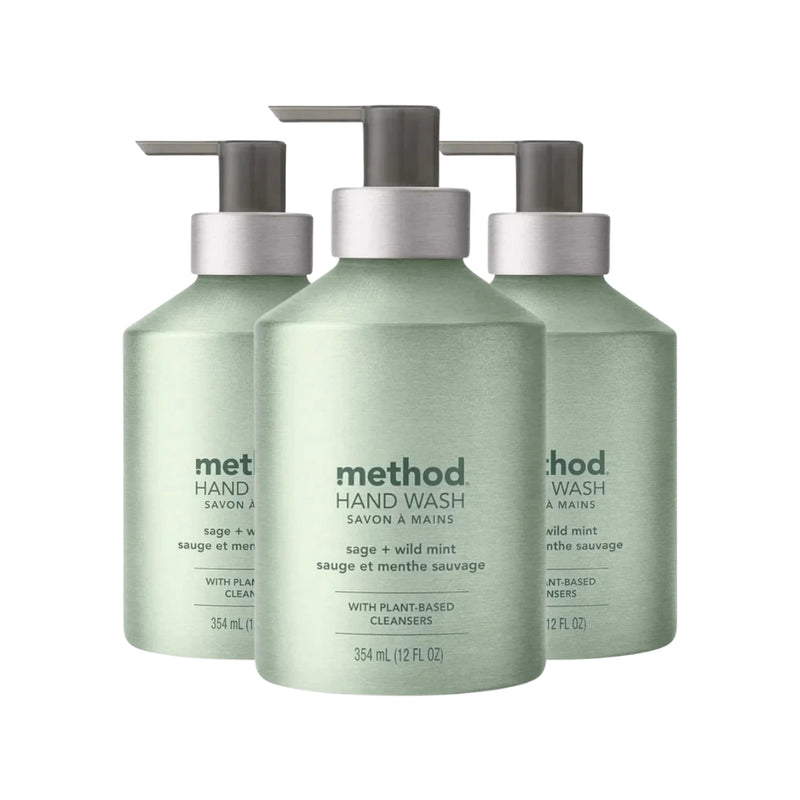 Method Gel Hand Wash, Premium Aluminum Pump Bottle, Sage + Wild Mint, 12 Oz