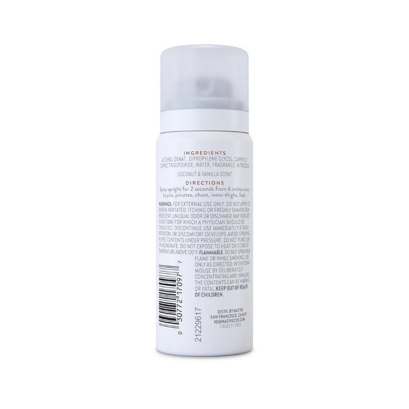 Native Whole Body Deodorant Spray, Coconut & Vanilla, Travel Size, 1oz, 6-Pack