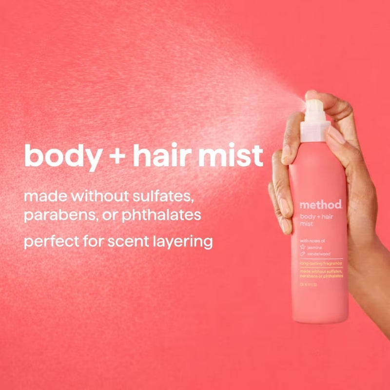 Method Body + Hair Mist, Jasmine & Sandalwood, 8oz