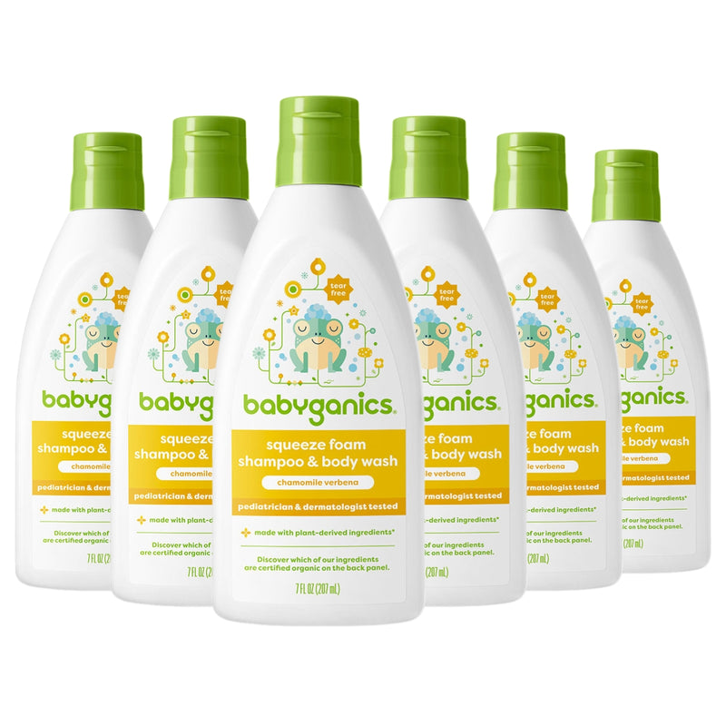Babyganics Squeeze Foam Shampoo & Body Wash, Chamomile Verbena, 7oz