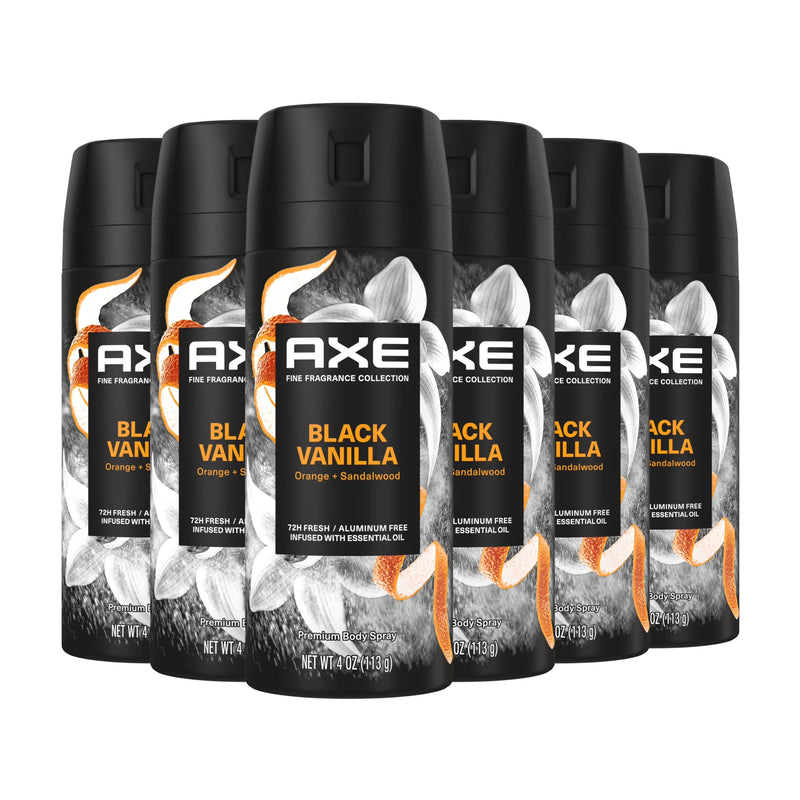 AXE Fine Fragrance Collection Premium Body Spray, Black Vanilla Orange + Sandalwood, 4oz